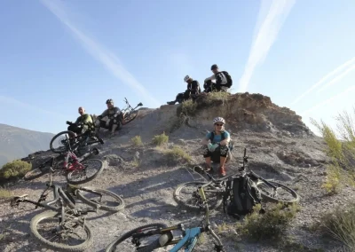 riders taking a break in sierra nevada