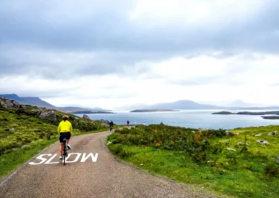 riding narrow path through Scotland