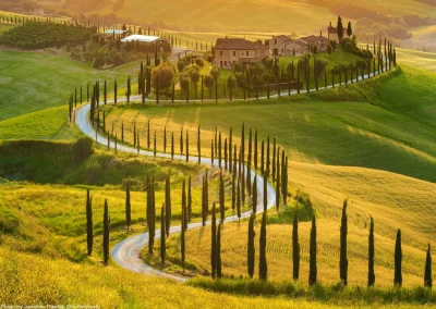 winding road through Tuscan hillside